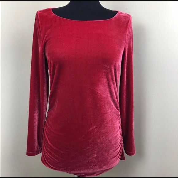 Soft Surroundings Tops - Velvety Soft Red Ruched Sides Tunic